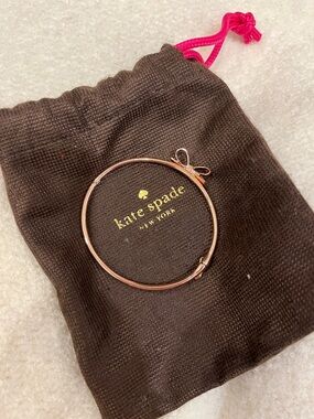 kate spade Rose Gold Bow Bangle with Hot Pink Drawstring Accent